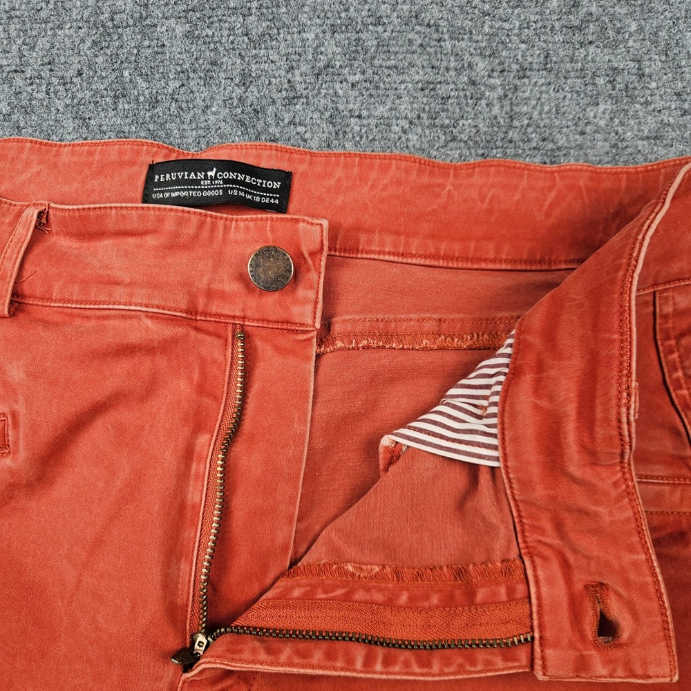 Peruvian Connection Womens Orange Seam Detail Ankle Button Cargo Pants Size 14 - Picture 7 of 12
